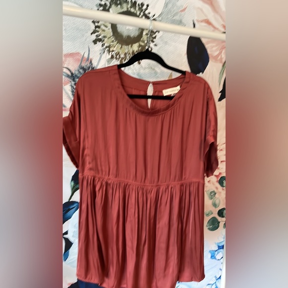 Satin babydoll tunic top - Picture 5 of 10